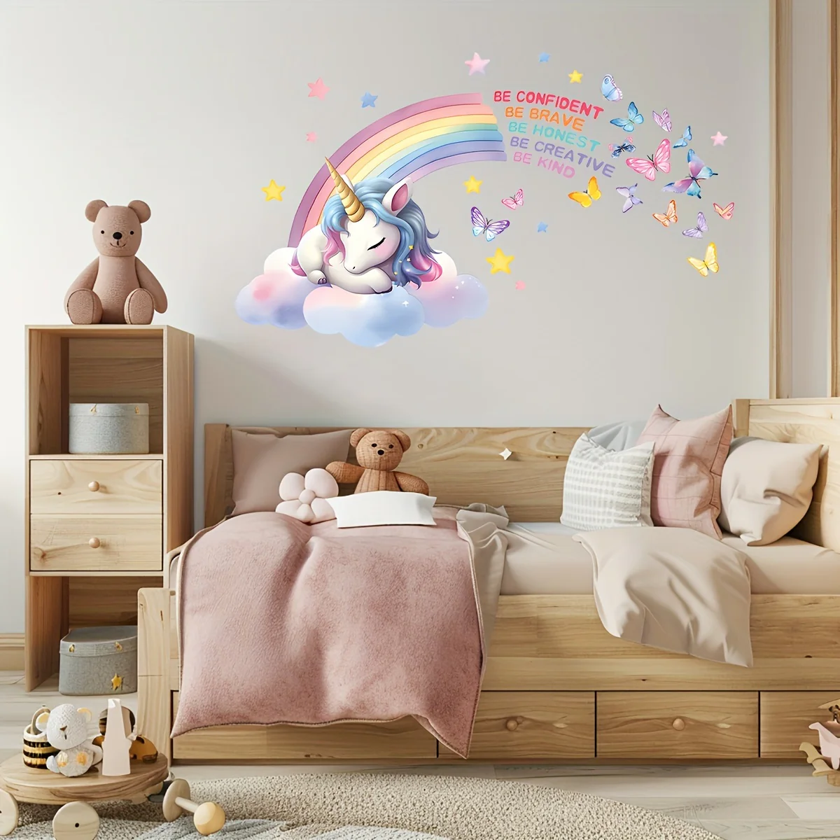 Sticker mural licorne arc-en-ciel bohème chic – Image 5