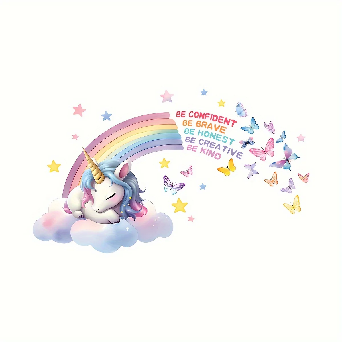 Sticker mural licorne arc-en-ciel bohème chic – Image 8