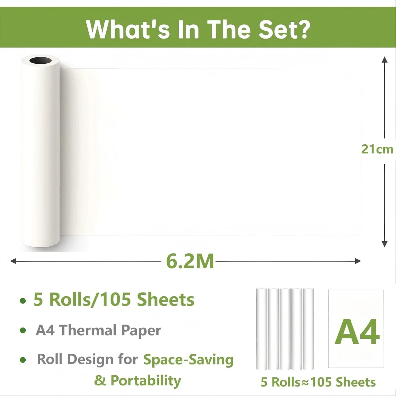 5 Rouleaux Papier Thermique A4, Papier Imprimante Thermique – Image 4