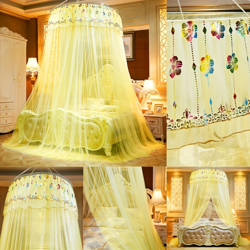 Ciel de lit classique suspendu en forme de dôme, couleur unie – Image 7