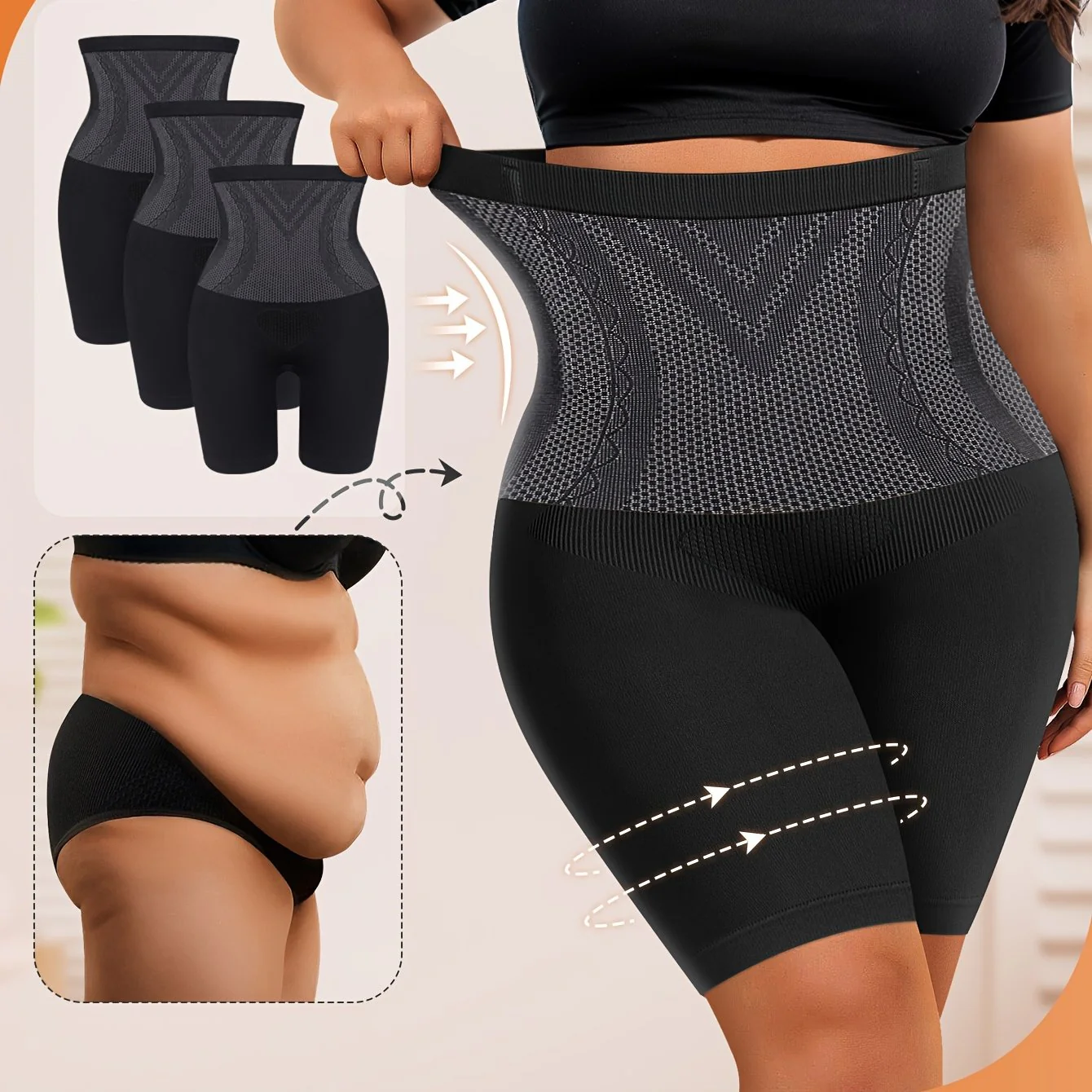 Lot de 3 culottes gainantes grande taille pour femme – Image 7