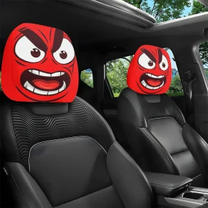 Lot de 2 housses d'appui-tête de voiture à imprimé visage en colère