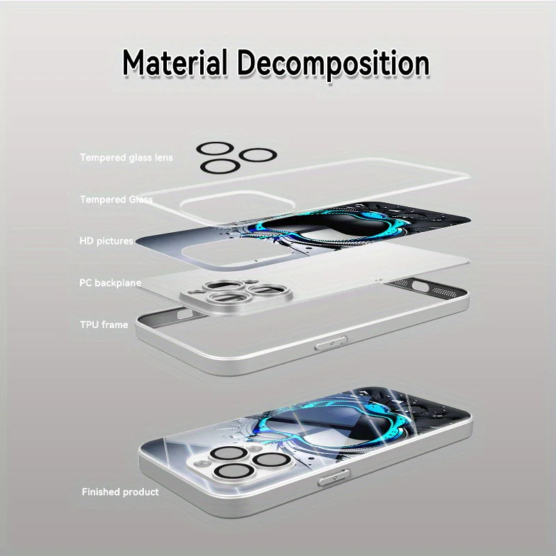 Coque de téléphone en verre trempé avec motif pomme noir et gris – Image 8