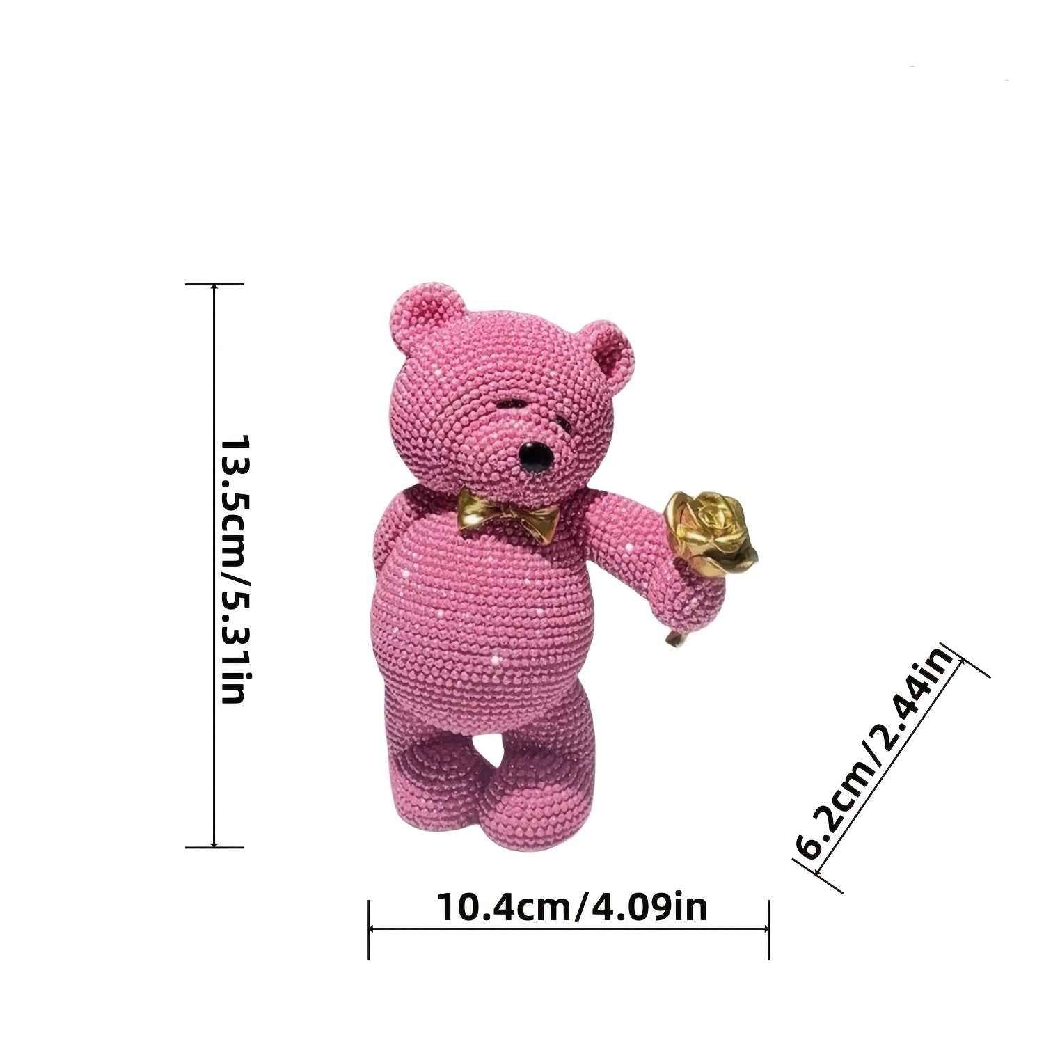 1 statue créative en résine représentant un ours en rose – Image 6