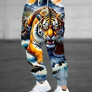 Pantalon décontracté pour homme à imprimé rétro tigre