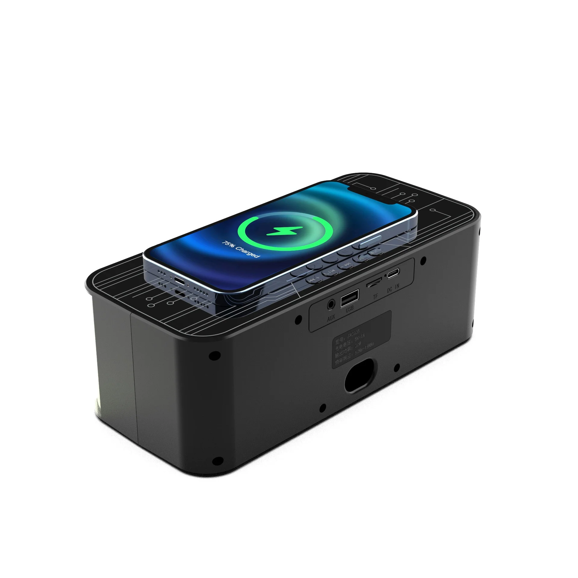 Enceinte Bluetooth lumineuse et colorée, double haut-parleur, chargeur sans fil – Image 5