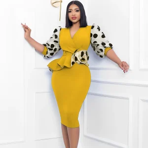 Robe portefeuille à col en V pour femme