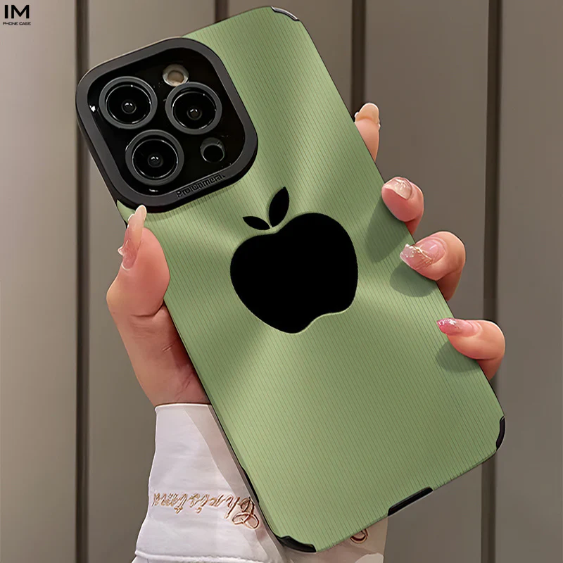 Coque de téléphone avec motif de pommes noires sur fond vert – Image 4