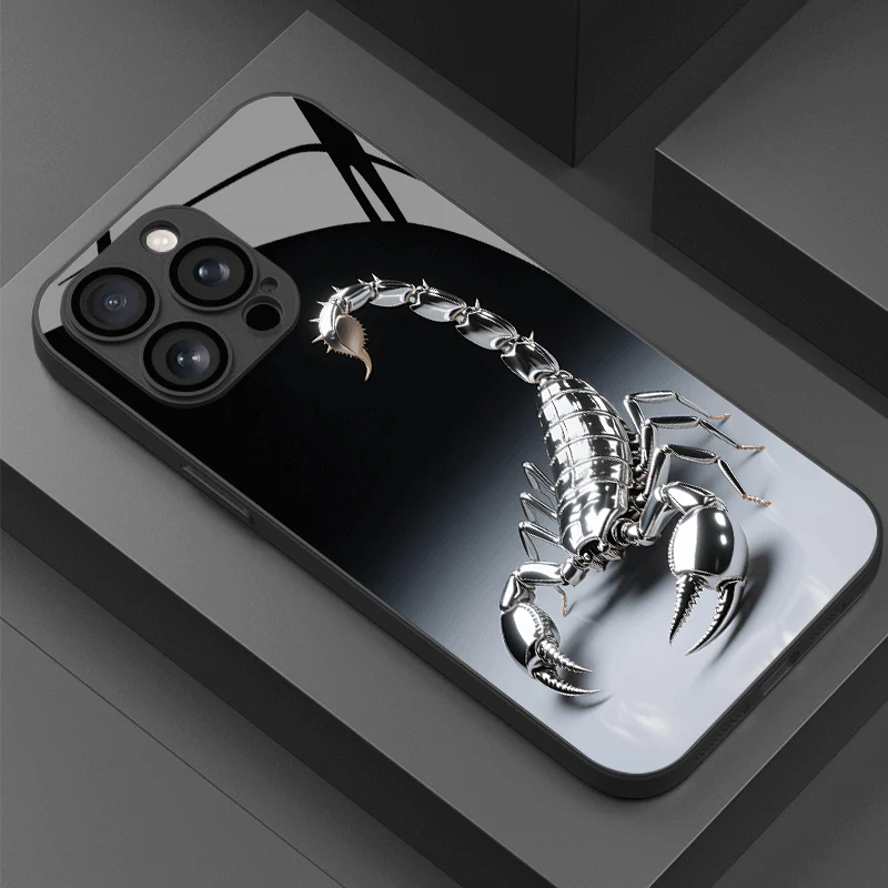 Coque de téléphone en verre noir à motif scorpion mystérieux – Image 7
