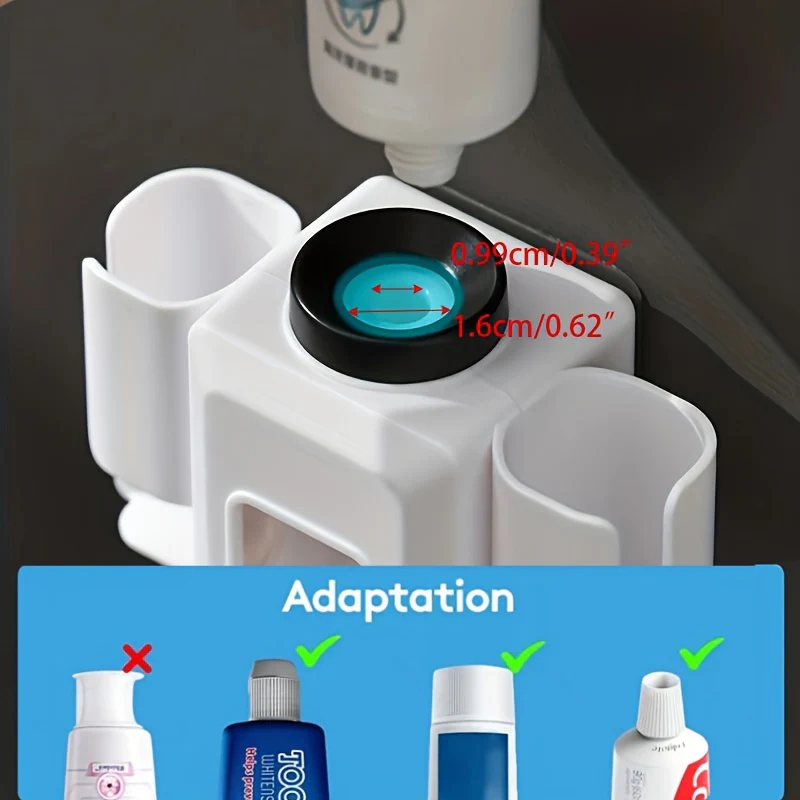 1 porte-brosse à dents avec distributeur automatique de dentifrice – Image 5