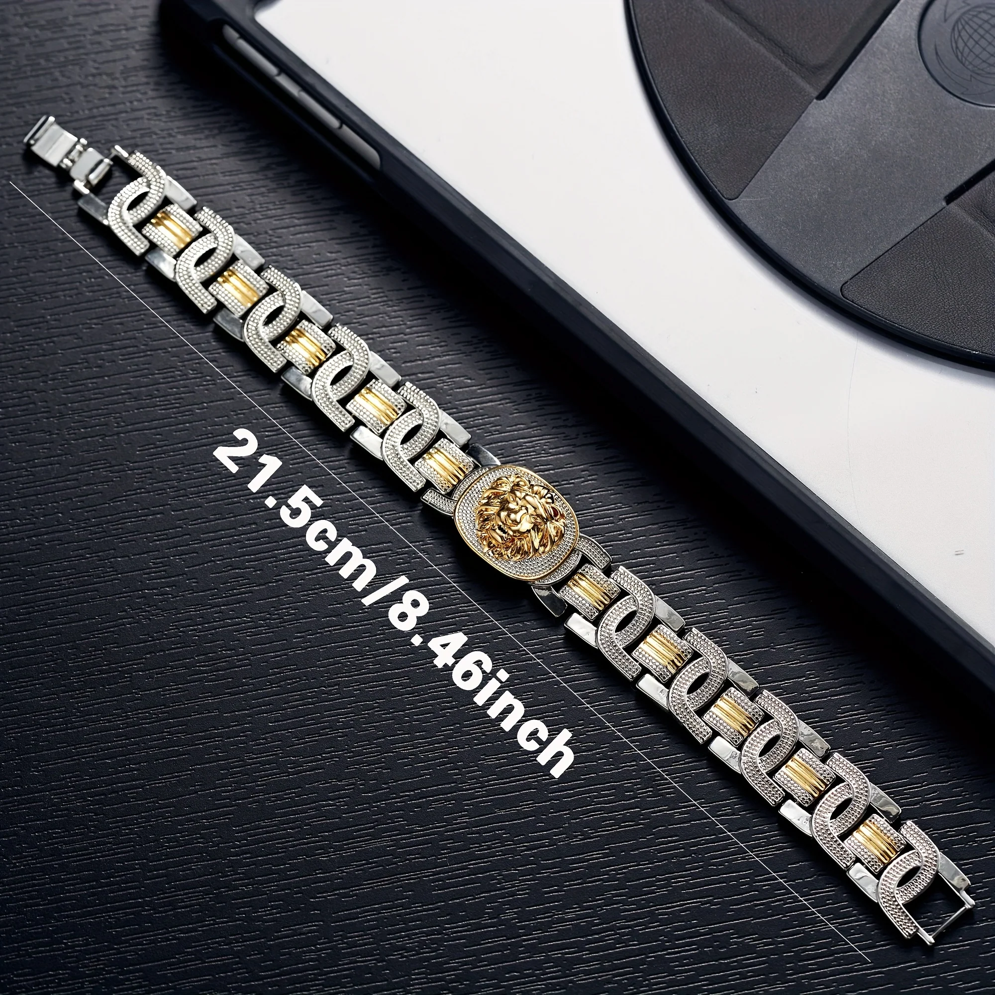 Bracelet plaqué or, motif lion – Image 5