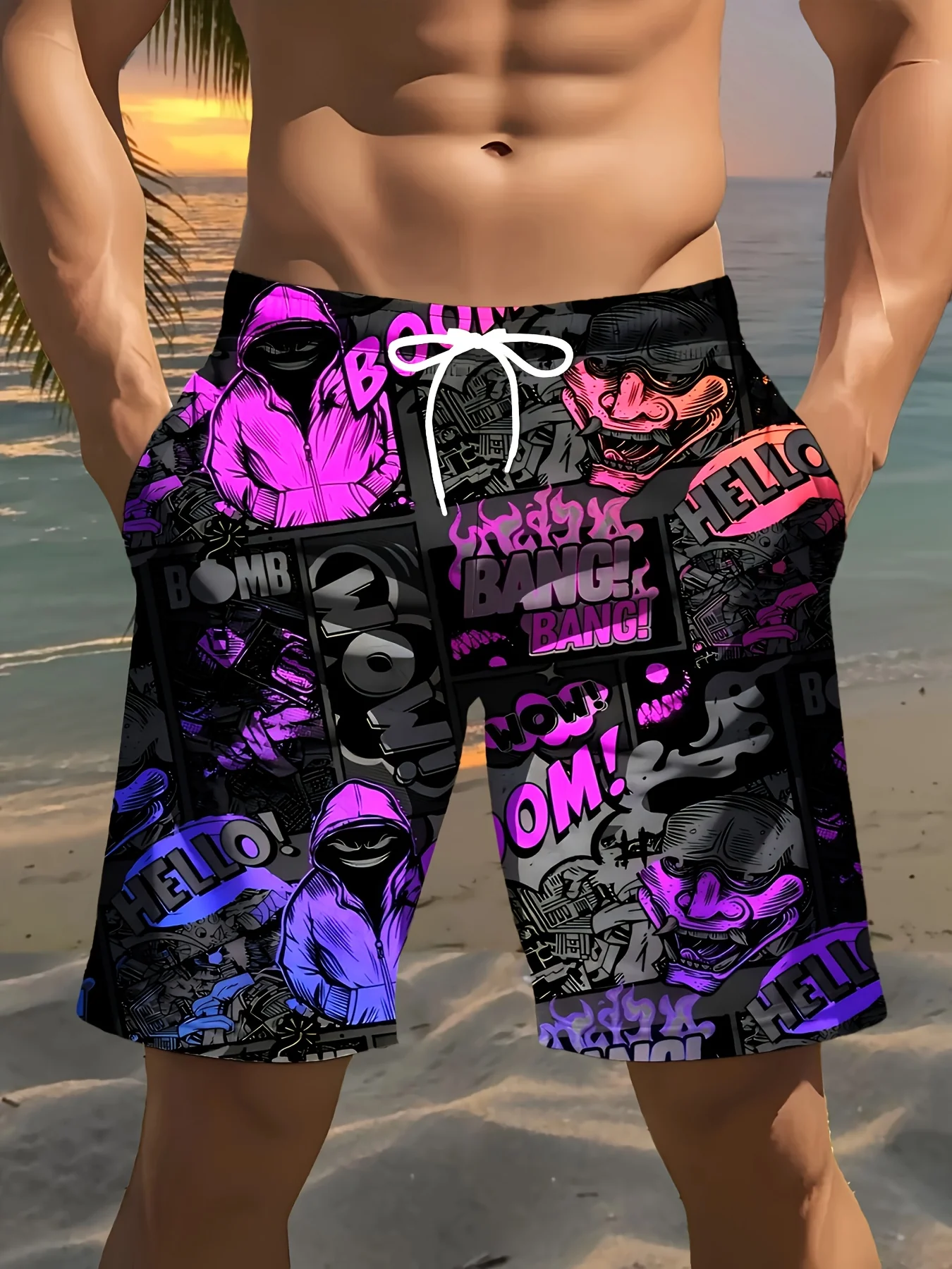 Short de plage imprimé pour homme, style hip-hop, imprimé 3D – Image 5