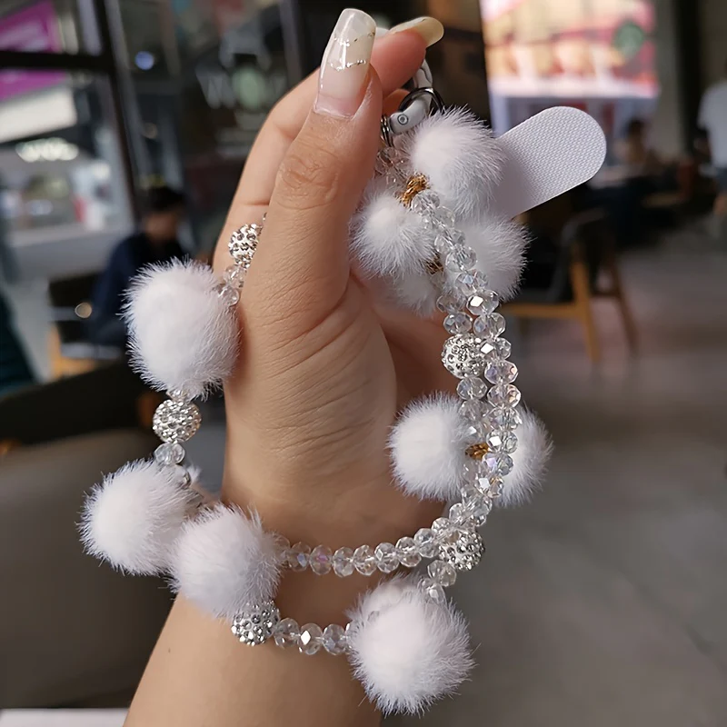 Bracelet en perles de cristal et diamants, cordon pour téléphone portable – Image 8