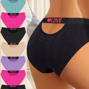 Lot de 7 slips ajourés sans coutures, imprimés