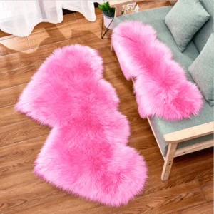 Tapis en peluche ,forme de cœur pour salon