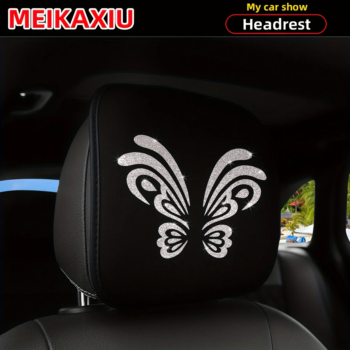 1. Coussin d'appui-tête de voiture confortable et respirant, motif papillon – Image 7