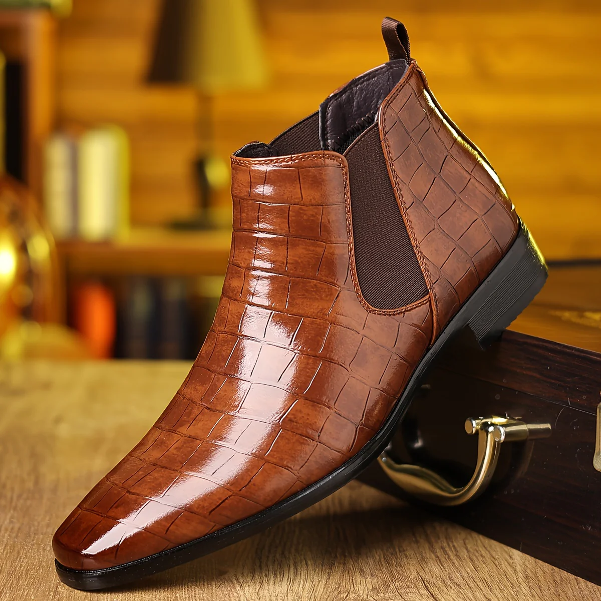 Bottines Chelsea à carreaux pour homme, grandes tailles, résistantes à l'usure – Image 9