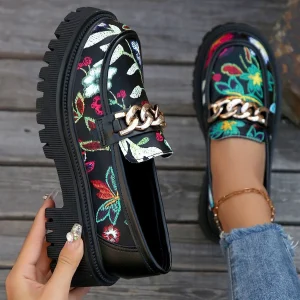 Mocassins rétro tendance à talons épais grandes tailles