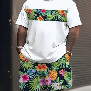 Ensemble t-shirt et short de sport décontractés grande taille pour homme