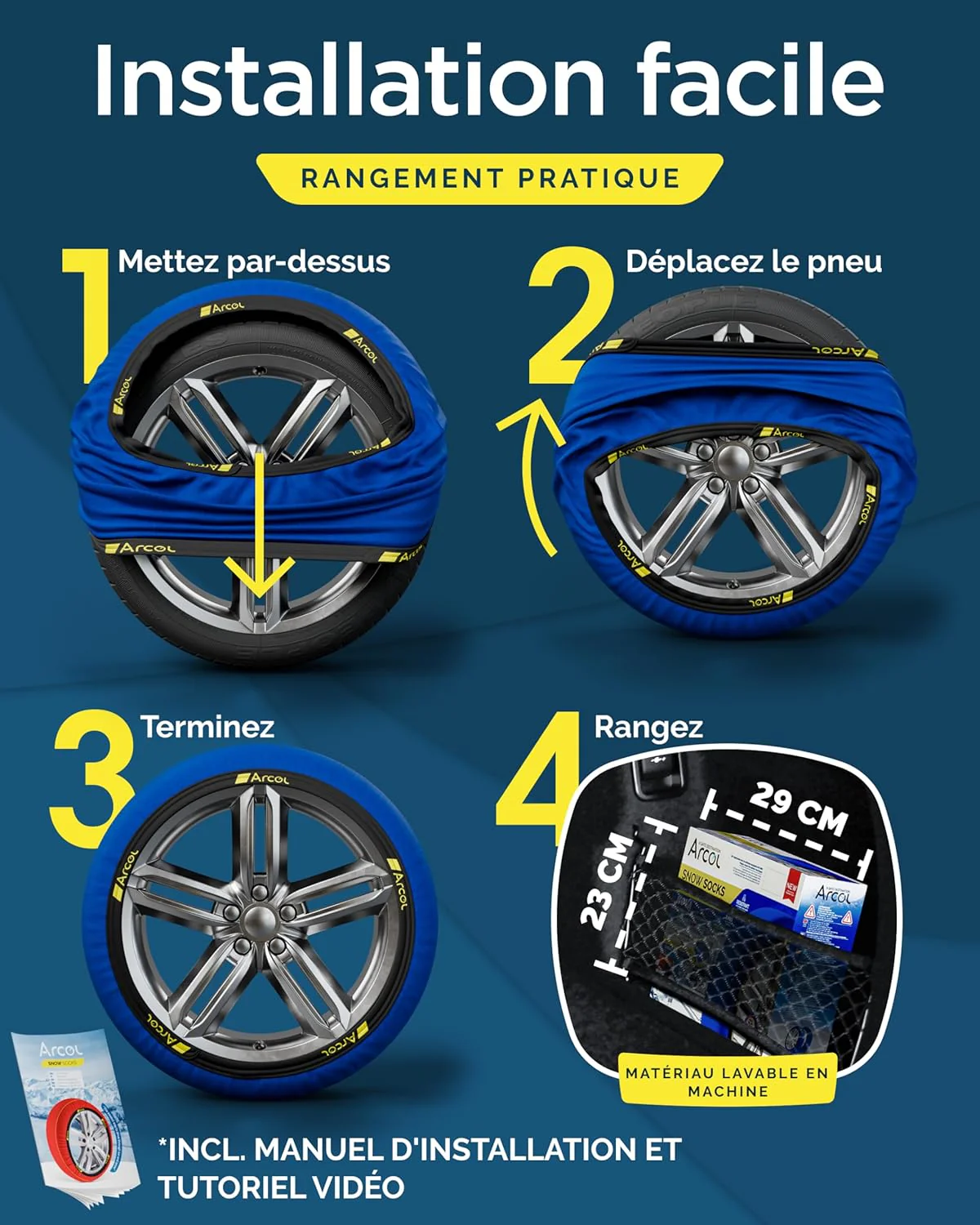 ARCOL Chaussettes à Neige Textile Homologué en 16662-1 - Deux Chaussette Neige pour Auto. – Image 6