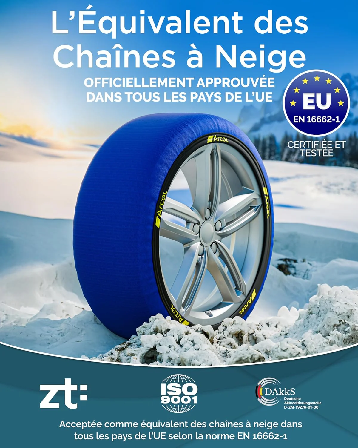 ARCOL Chaussettes à Neige Textile Homologué en 16662-1 - Deux Chaussette Neige pour Auto. – Image 3