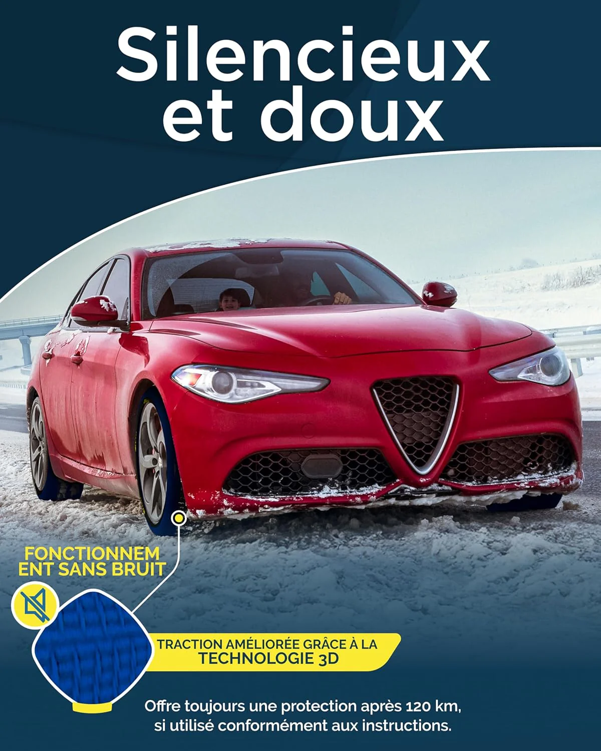 ARCOL Chaussettes à Neige Textile Homologué en 16662-1 - Deux Chaussette Neige pour Auto. – Image 8