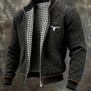 MAISON CLÉMENT PARIS™ | VESTE HOMME ZIPPÉE MOTIF TEXTURÉ NOIR