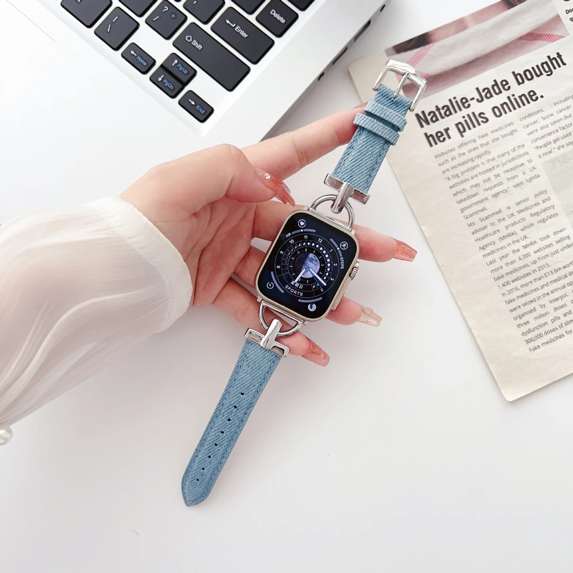 Bracelet : Nouveau bracelet fin en denim en métal – Image 9