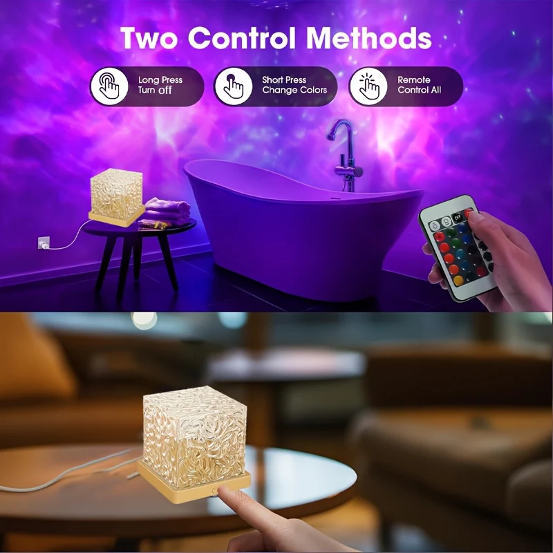 Projecteur de lumière nocturne 16 couleurs, cube lumineux en cristal – Image 7