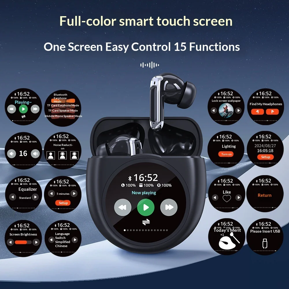 Casque Bluetooth sans fil à réduction de bruit avec écran