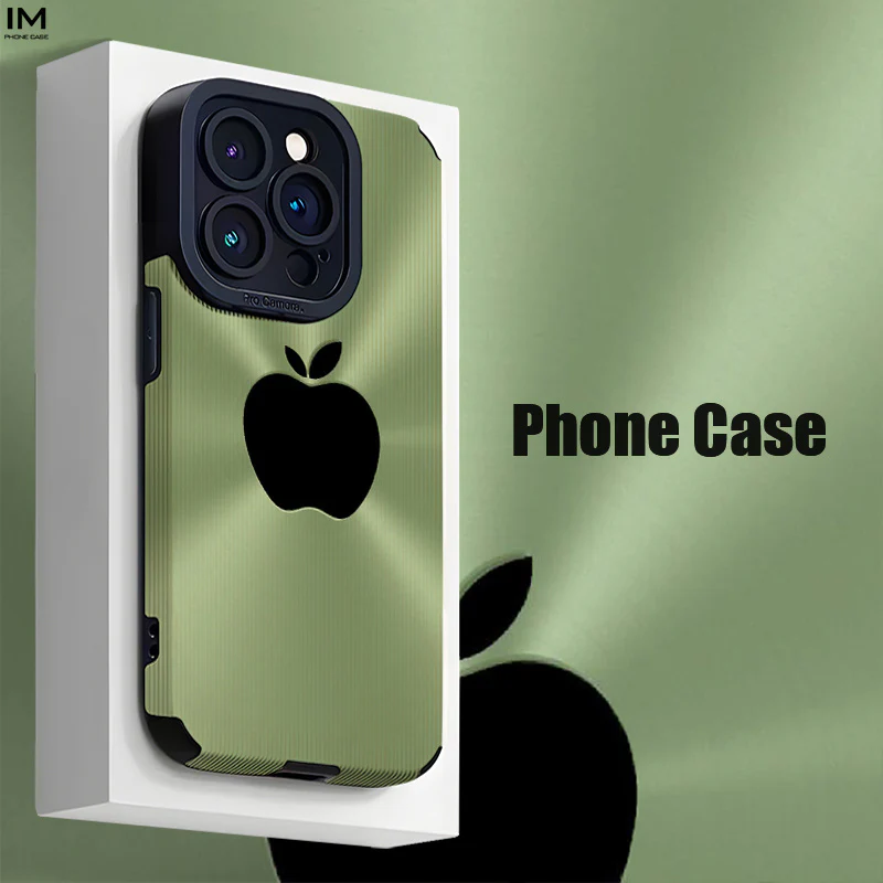 Coque de téléphone avec motif de pommes noires sur fond vert – Image 5