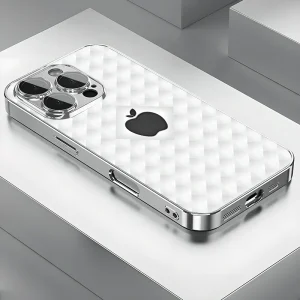 Coque rigide en verre trempé galvanisé avec motif dégradé blanc et noir