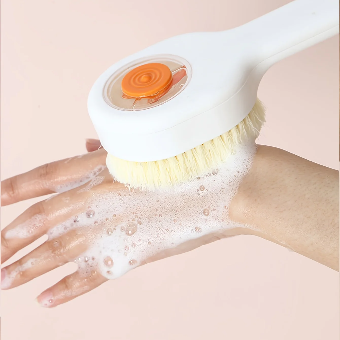 1 brosse de bain avec un long manche en nylon pour frotter le dos et une boule de bain exfoliante – Image 7