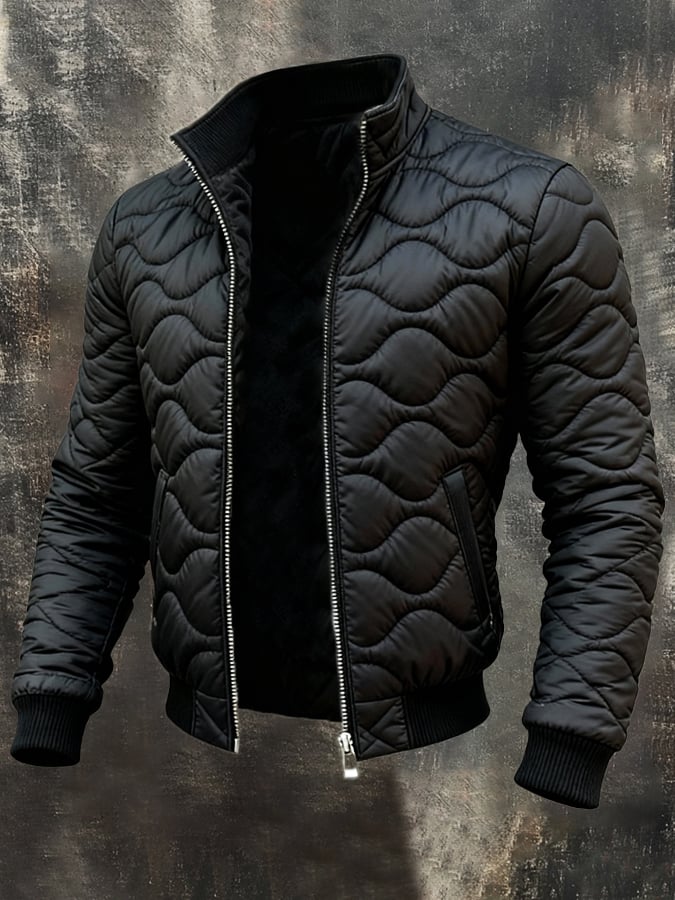 MAISON CLÉMENT PARIS™ | VESTE MATELASSÉE HOMME NOIRE LÉGÈRE ZIPPÉE – Image 2