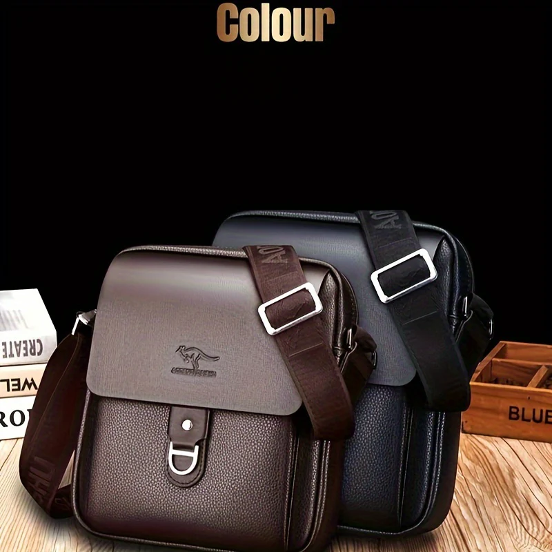 Sac à bandoulière décontracté en cuir PU pour homme, 1 pièce – Image 2