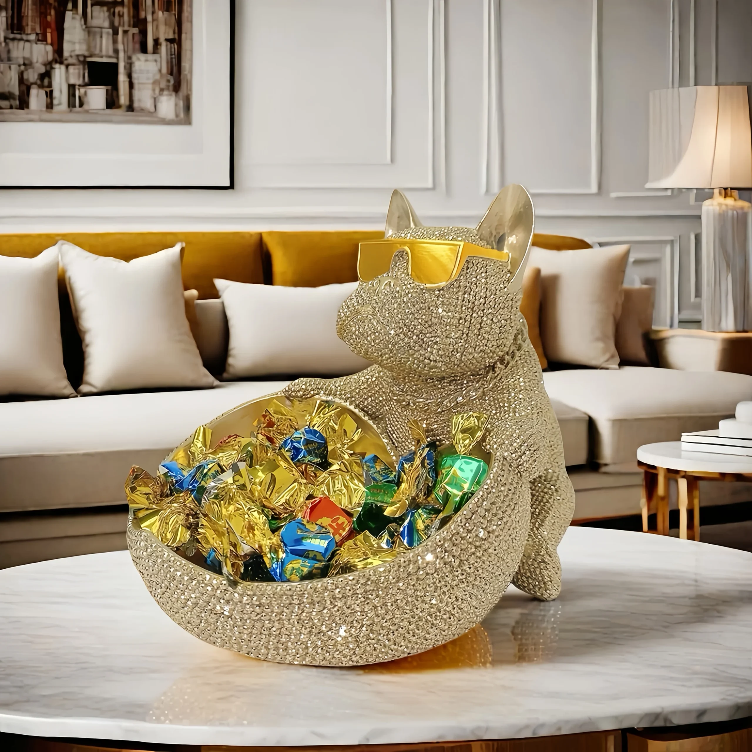 Statuette de chien élégante avec lunettes (1 pièce) - Décoration – Image 2