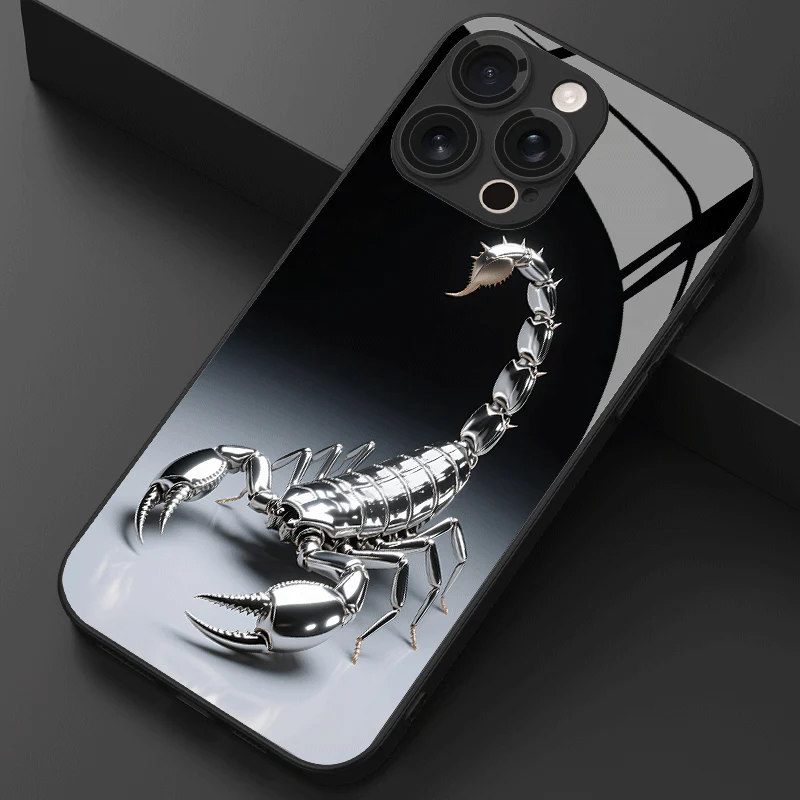 Coque de téléphone en verre noir à motif scorpion mystérieux – Image 3