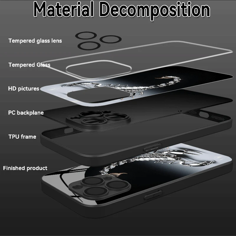 Coque de téléphone en verre noir à motif scorpion mystérieux – Image 9