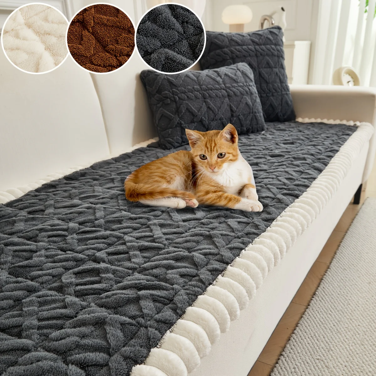 Coussin de canapé matelassé doux (1 pièce), housse de canapé épaisse en polyester pour plus de chaleur en automne et en hiver, décoration intérieure adaptée aux canapés 2, 3 ou 4 places. – Image 8