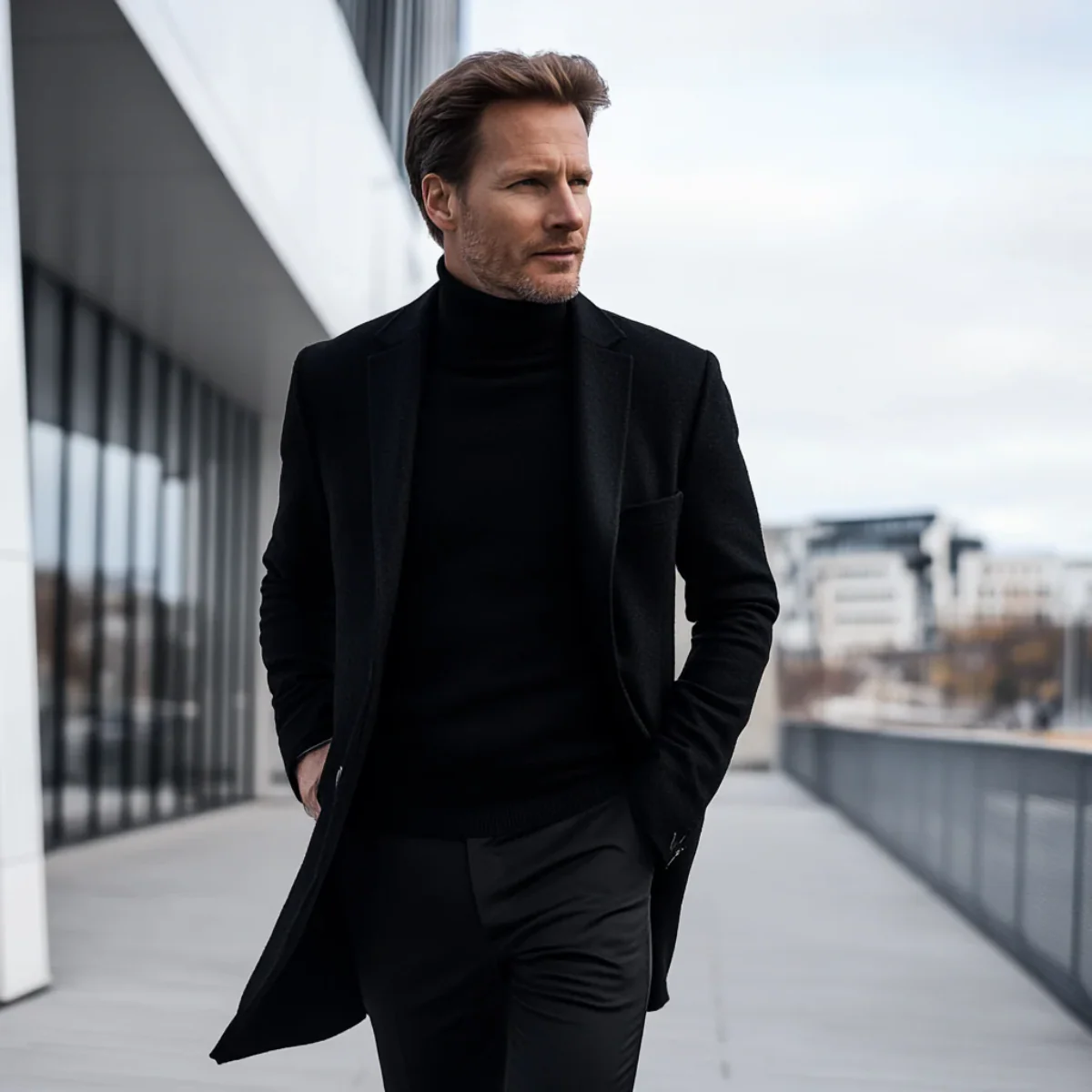 The Dorchester — Manteau d'Hiver en Laine Gris Luxe – Image 4