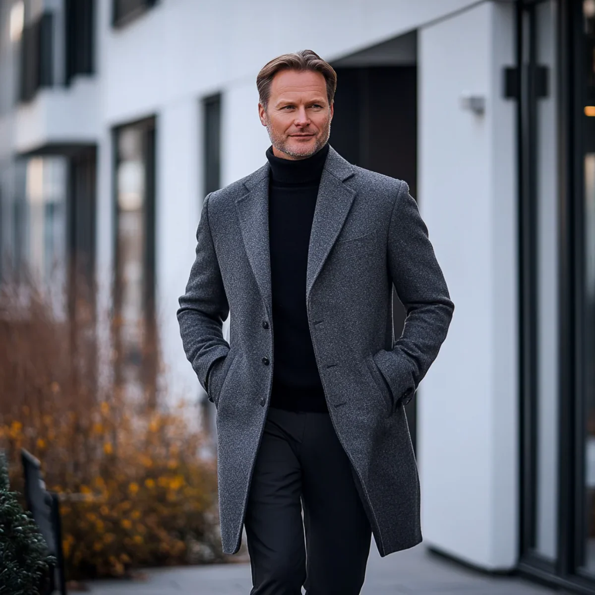 The Dorchester — Manteau d'Hiver en Laine Gris Luxe – Image 6