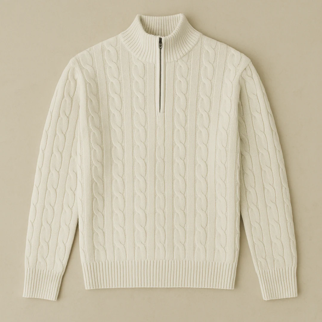 Diego - Pull Tricoté à Demi-Zip