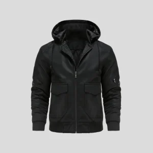 Dorian – Veste cuir à capuche