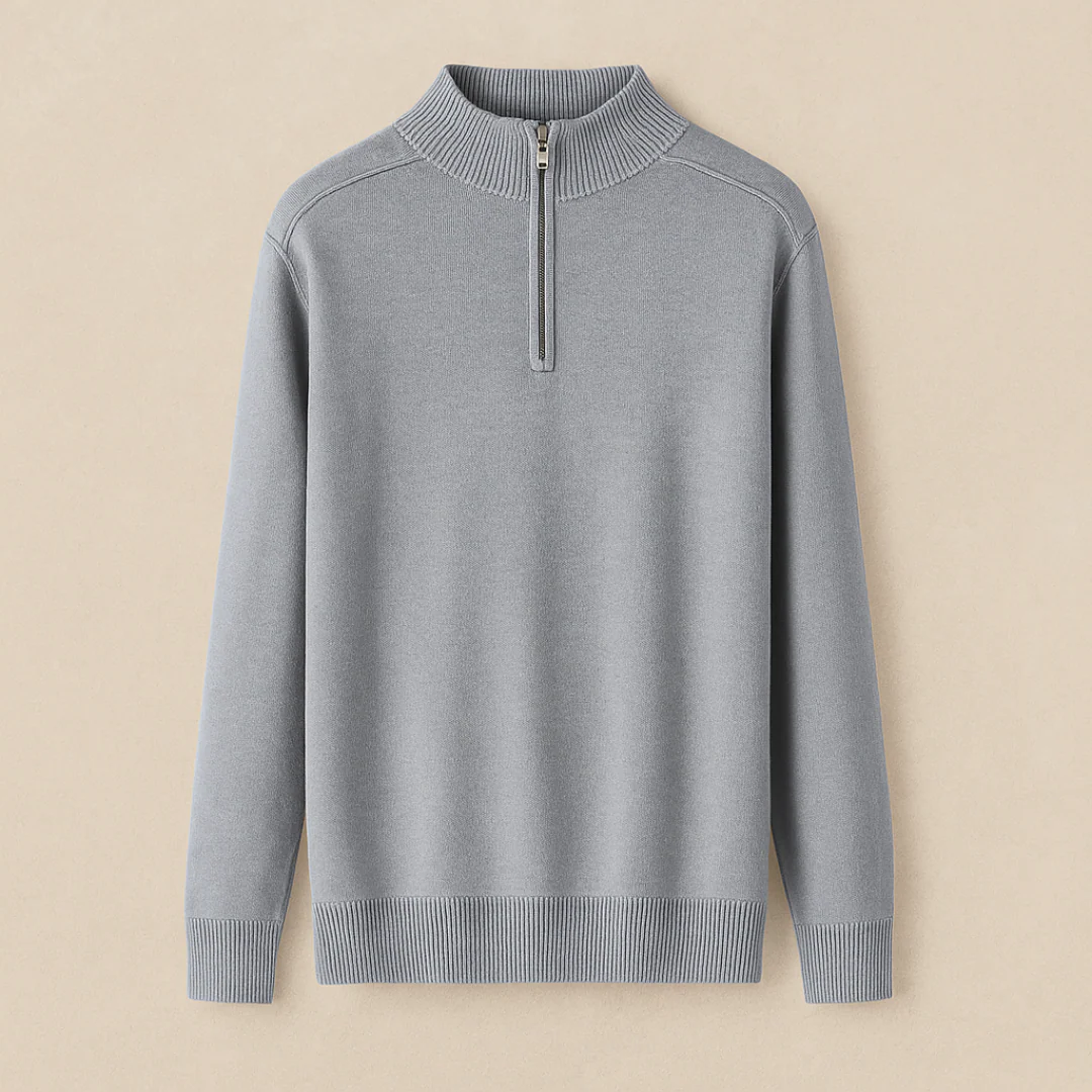 Pull à quart de fermeture éclair en laine élégante – Image 3