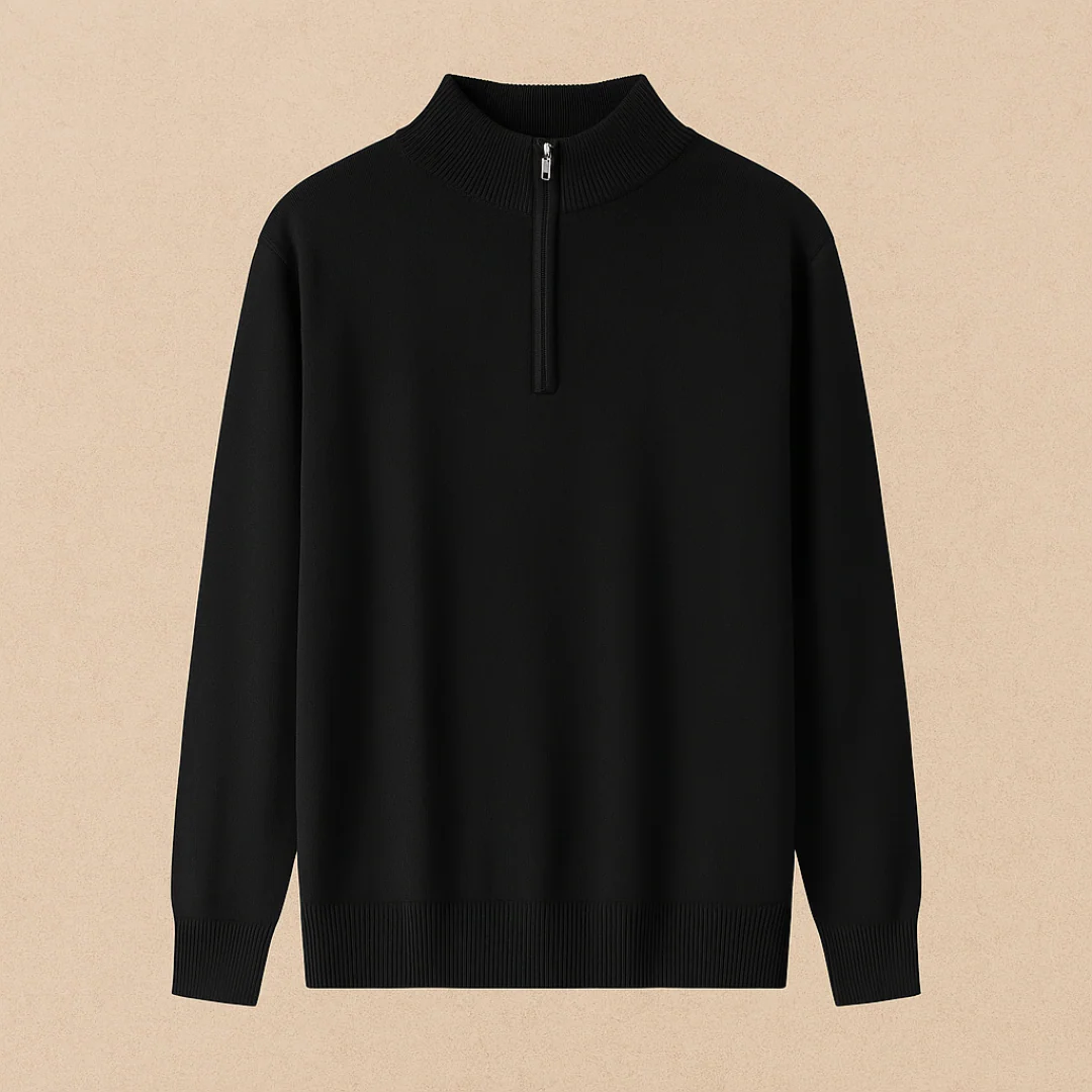 Pull à quart de fermeture éclair en laine élégante – Image 4