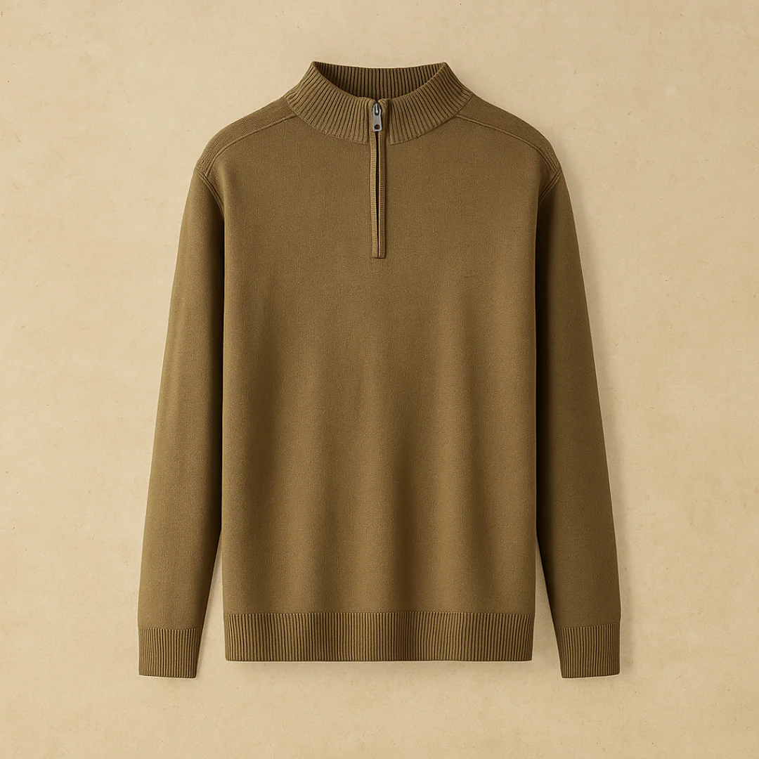 Pull à quart de fermeture éclair en laine élégante – Image 5