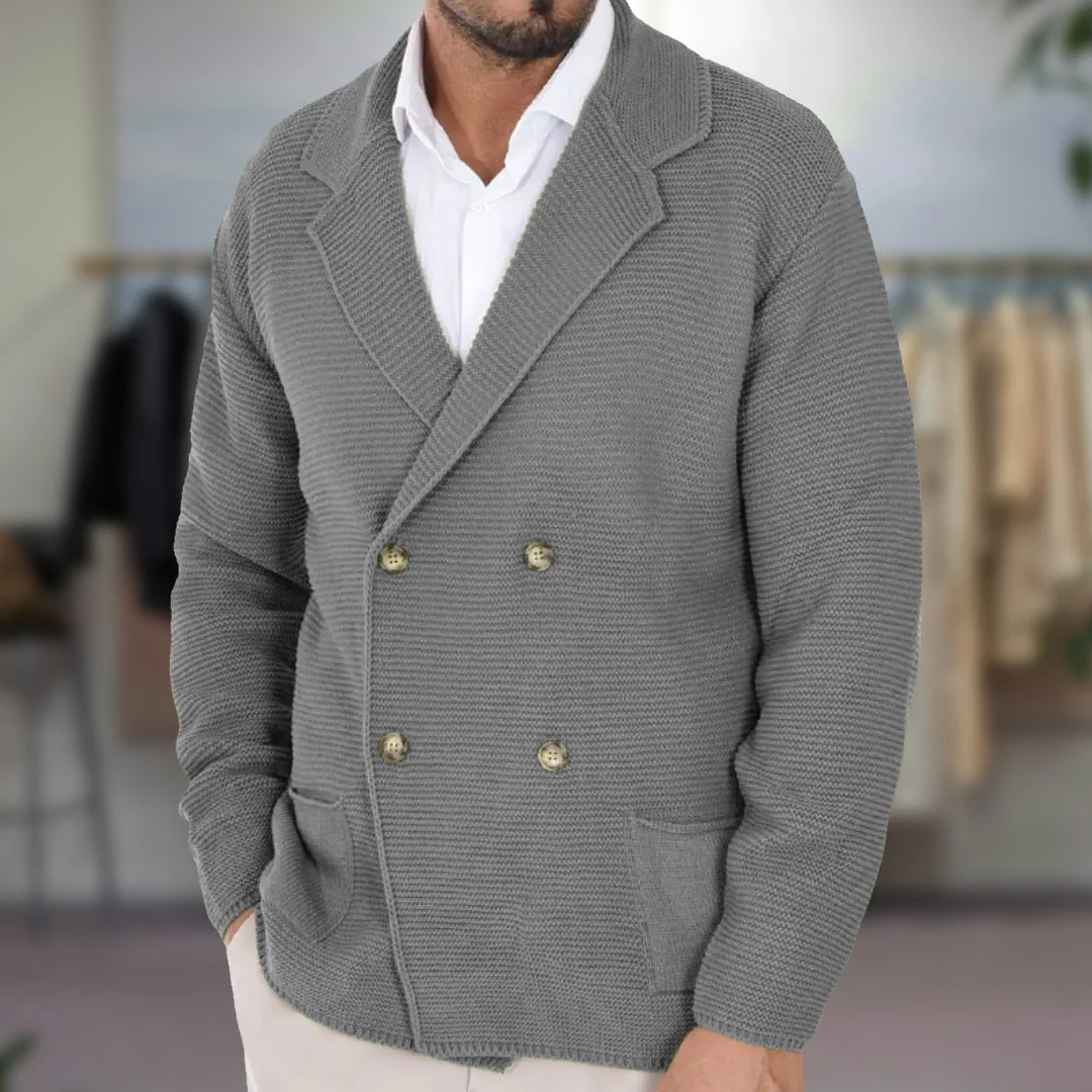 Evan - Gilet à double boutonnage en tricot texturé pour homme – Image 3