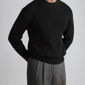 Gerald – Pull noir Old Money à col rond