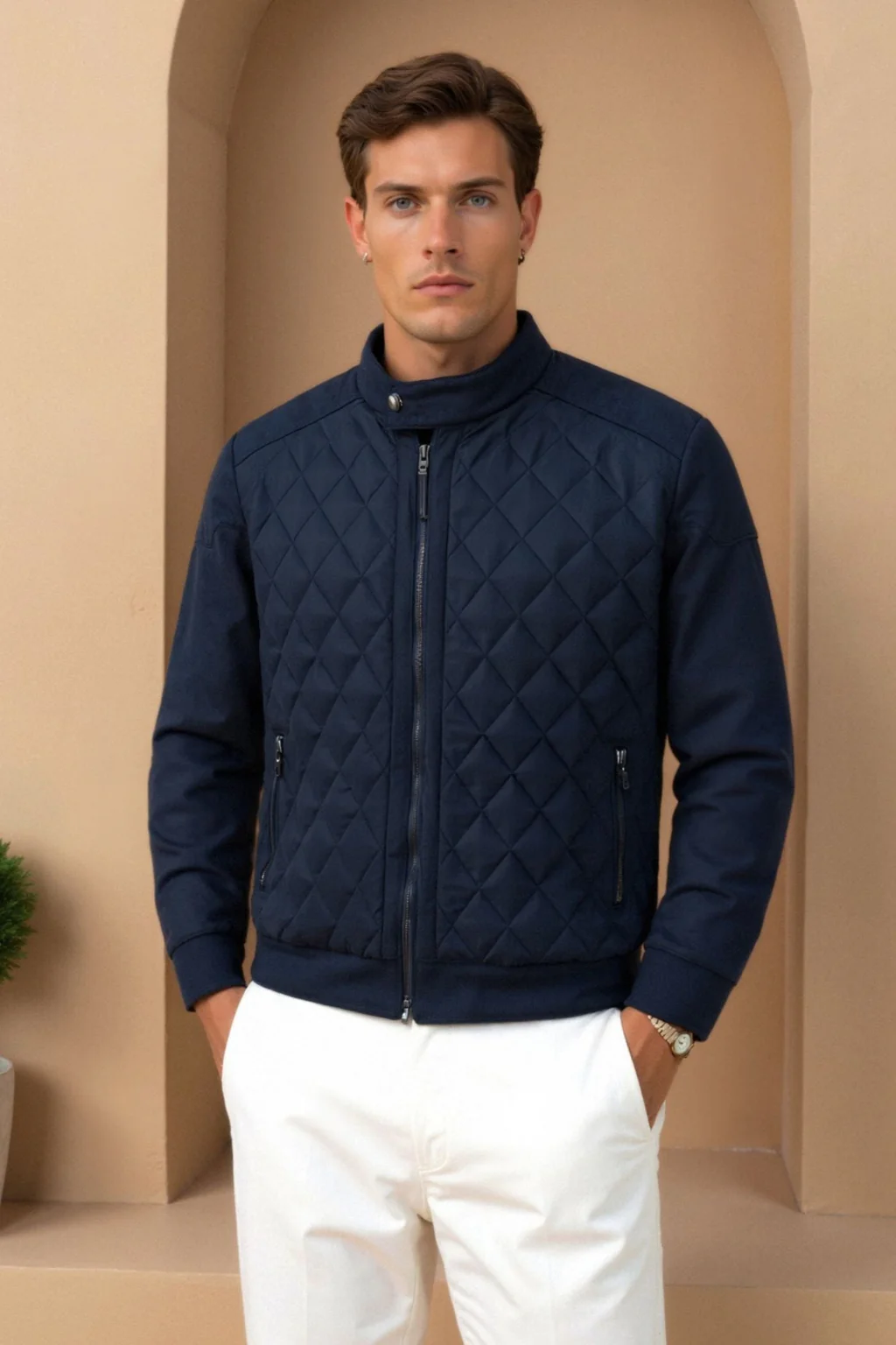 Veste matelassée pour hommes Navy – Manteau de luxe style Old Money