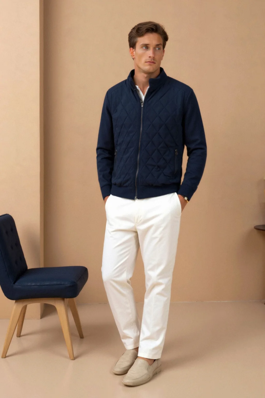 Veste matelassée pour hommes Navy – Manteau de luxe style Old Money – Image 7